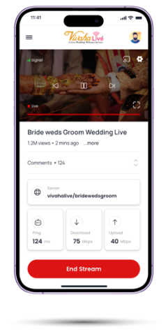mobile displaying VivahaLive platform